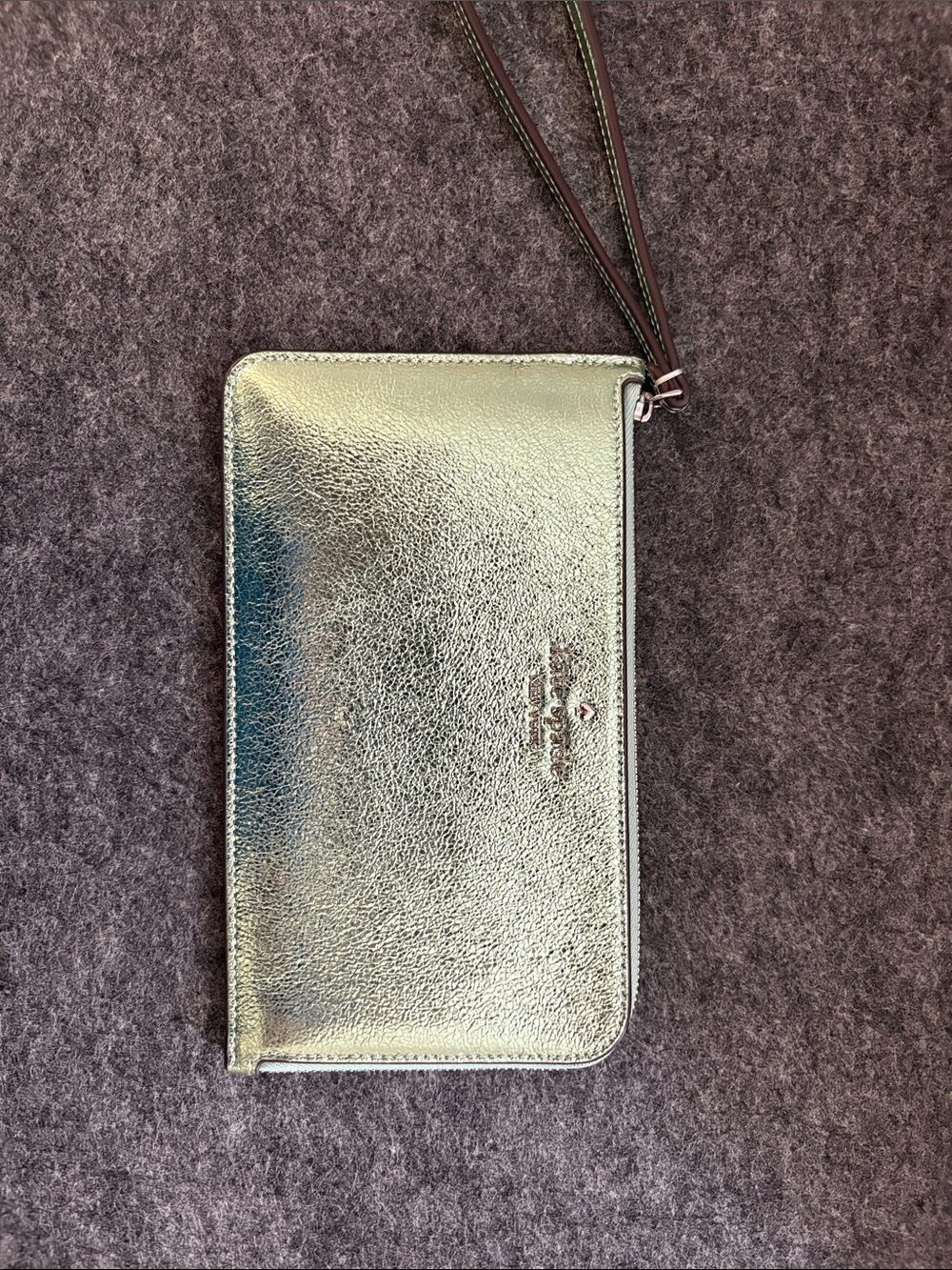 kate spade Metallic Green Zip Wristlet